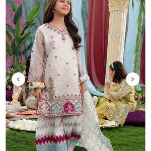 Embroidered Kids Dress with Multicolor Accents